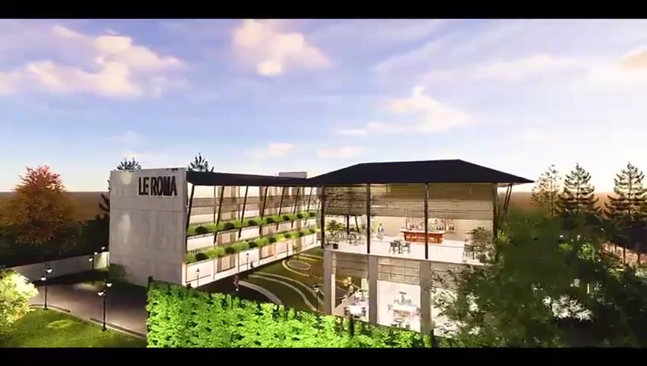 Le Roma branded tower with sky lounge and bar on top